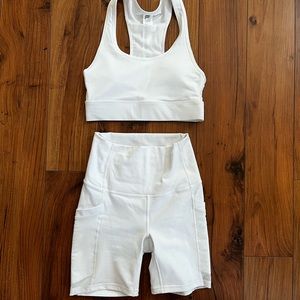 Pristine White Fabletics Powerhold Athleisure Set